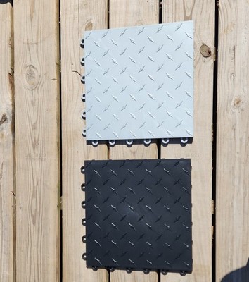 Speedway Tile 12'' x 12'' Black And Gray Garage Floor Tile 46 Pcs Made In USA 