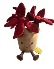 NWT Jellycat retired 2022 Amuseables Poinsettia Flower Plant Red Holiday Plush