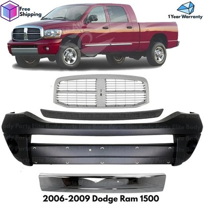 Front Bumper Cover Paintable & Grille Assembly Kit For 2006-2009 Dodge Ram 1500