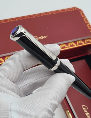 Cartier ボールペン ブラック シルバー Luxury Cartier Ballpoint Pen Black Silver Metal Executive Writing