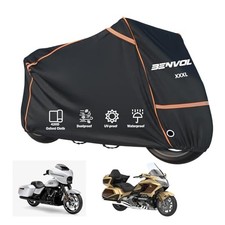 420D Heavy Duty Motorcycle Cover Waterproof Outdoor, Black-XXXL 104 51 51 