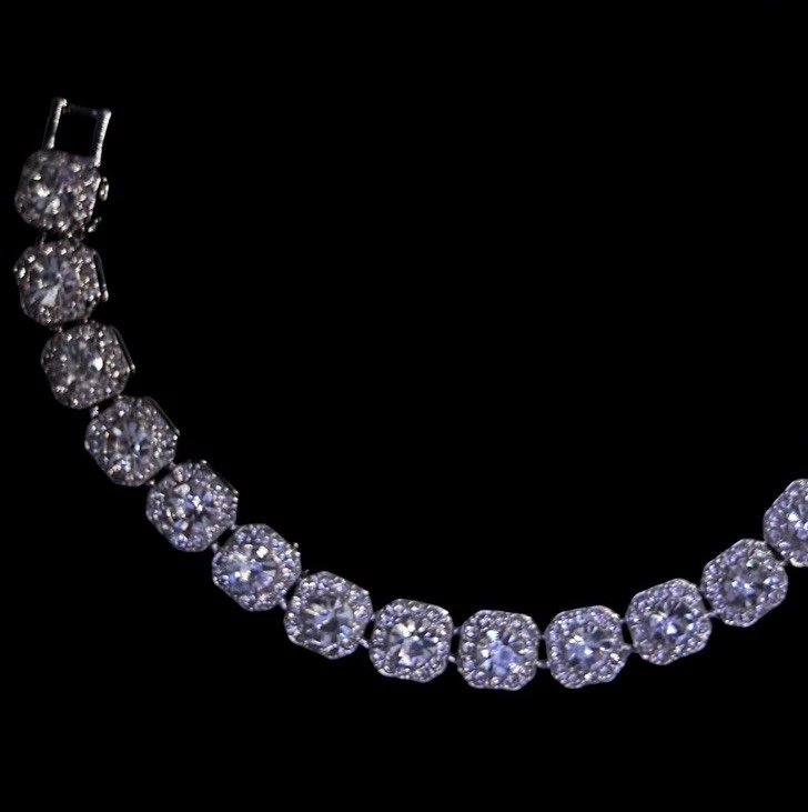 Unisex Lab created Baguette Bracelet Stainless Steel & Crystal Encrusted 💎 - Image 3 of 4