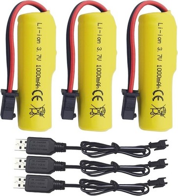 3PCS 3.7V 1000mAh Li ion Battery with USB Charging Cable for 1220A TB202 TB201