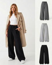 Womens Ladies Joggers Tracksuit Bottoms Close Wide Leg Trousers Jogging Pants UK