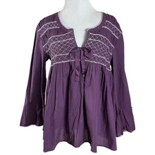Vintage Odd Molly Coquette Dainty Retro 50s Top in Eggplant Purple Size XL NWT