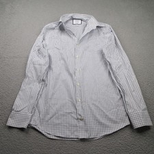 Charles Tyrwhitt Dress Shirt Men 15-34 White Plaid Extra Slim Button Long Sleeve