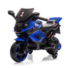 6V Kids Motorcycle, Electric Ride On Car Toy with Training Wheels, Working Blue