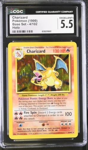 CGC 5.5 Charizard 1999 Base Set 4/102 Holo Pokemon Card