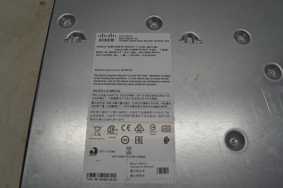 Cisco WS-C2960X-48LPD-L 48 Port Network Switch w/IOS File *No Power Cord* - Image 3 of 4