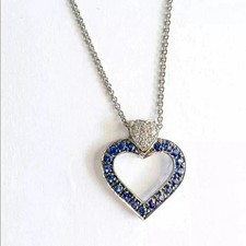 2.0CT Round Cut Lab-Created Sapphire Heart Women's Pendant 14K White Gold Plated