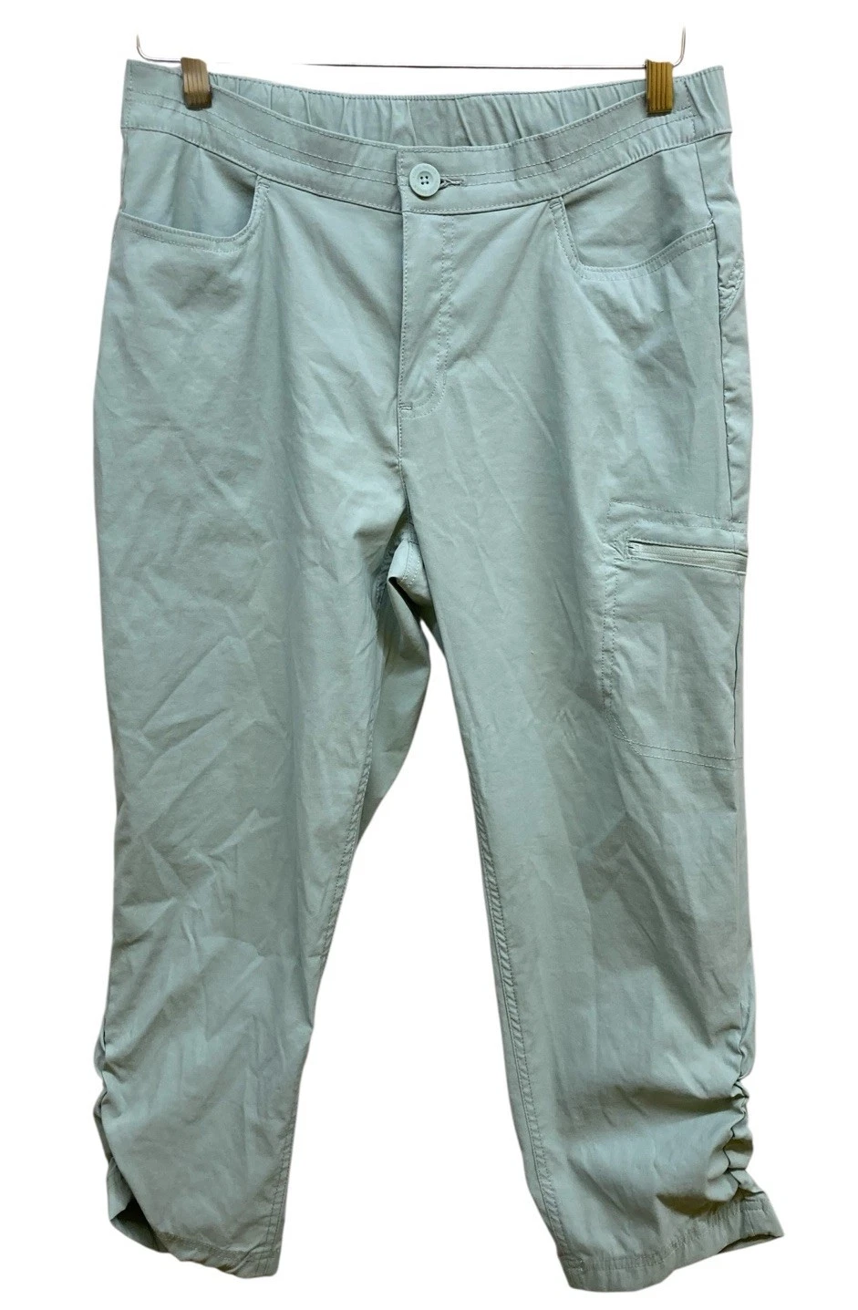 Eddie Bauer Pants Women’s Medium Green Cargo Zip Pocket Nylon Blend Capri