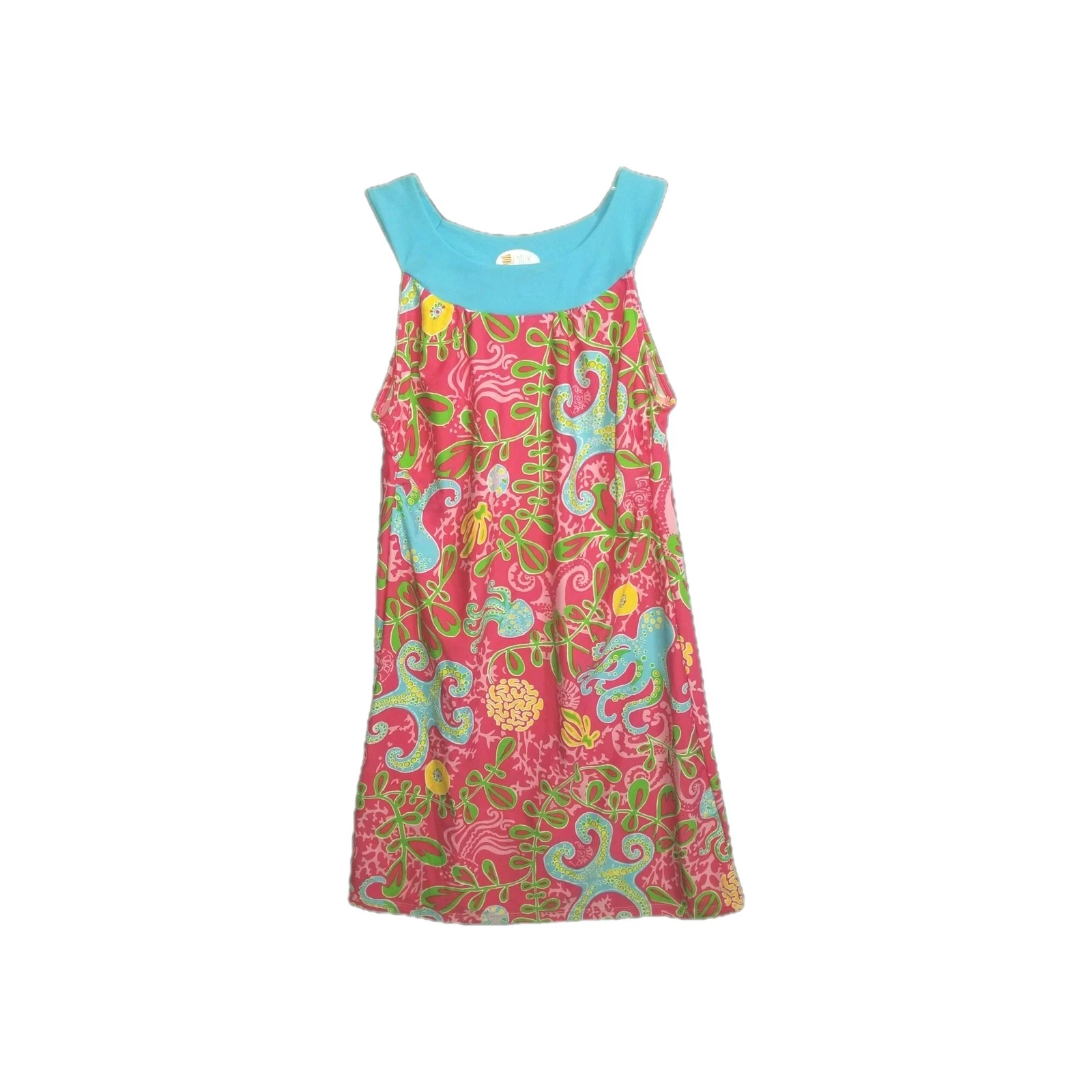 Spunk Wear Girls XS 5/6 Bright Pink Sea Animal Print Sleeveless Dress 4237