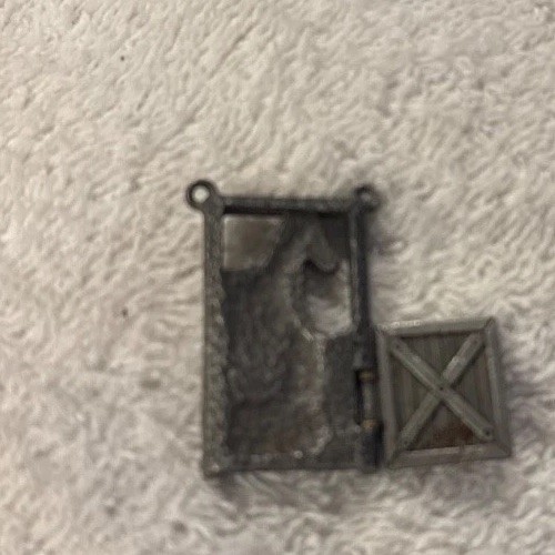 1 JJ Jonette Horse Foal Stable Barn Door Brooch Pewter charm, vtg View 4