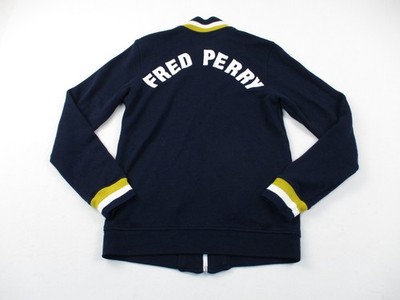 Fred Perry Knit Track Jacket Mens XS Blue Accent Zip Wool Blend