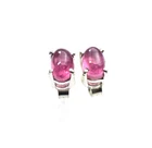 925 SOLID STERLING SILVER PINK TOURMALINE STUD EARRING