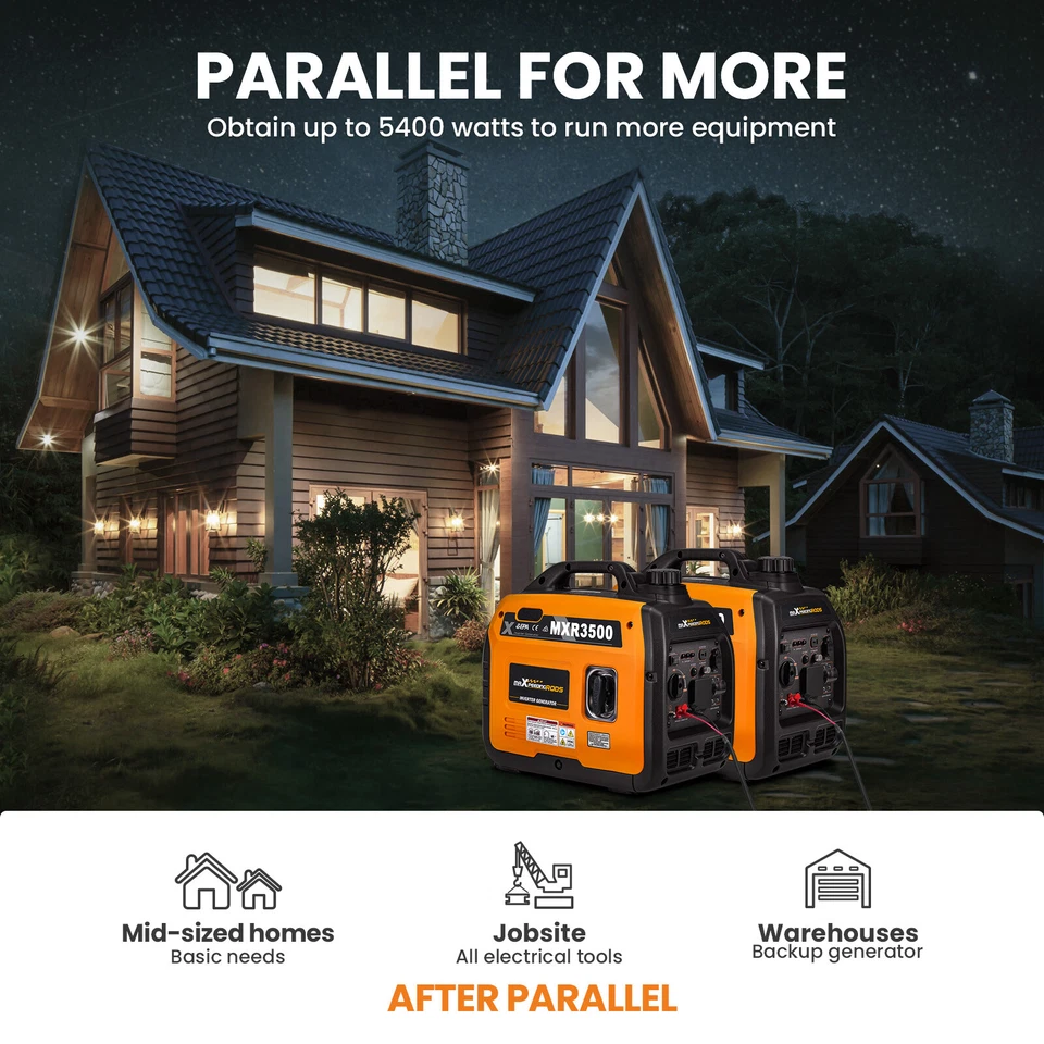 Inverter Generator 3.5KW Compact 3KW 58dB Portable Quiet Petrol Pure Sine wave - Image 3 of 4