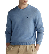 POLO RALPH LAUREN Men's Denim Blue Regular Fit Cotton Knit Pullover Sweater NWT
