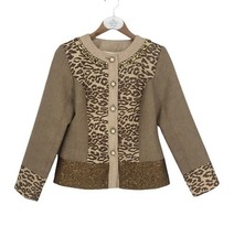Julia K Vintage 1990s Blazer Jacket S Animal Print Pearl Button Front Bling