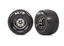 Traxxas 9475X Tires  wheels assembled glued Weld black chrome Drag