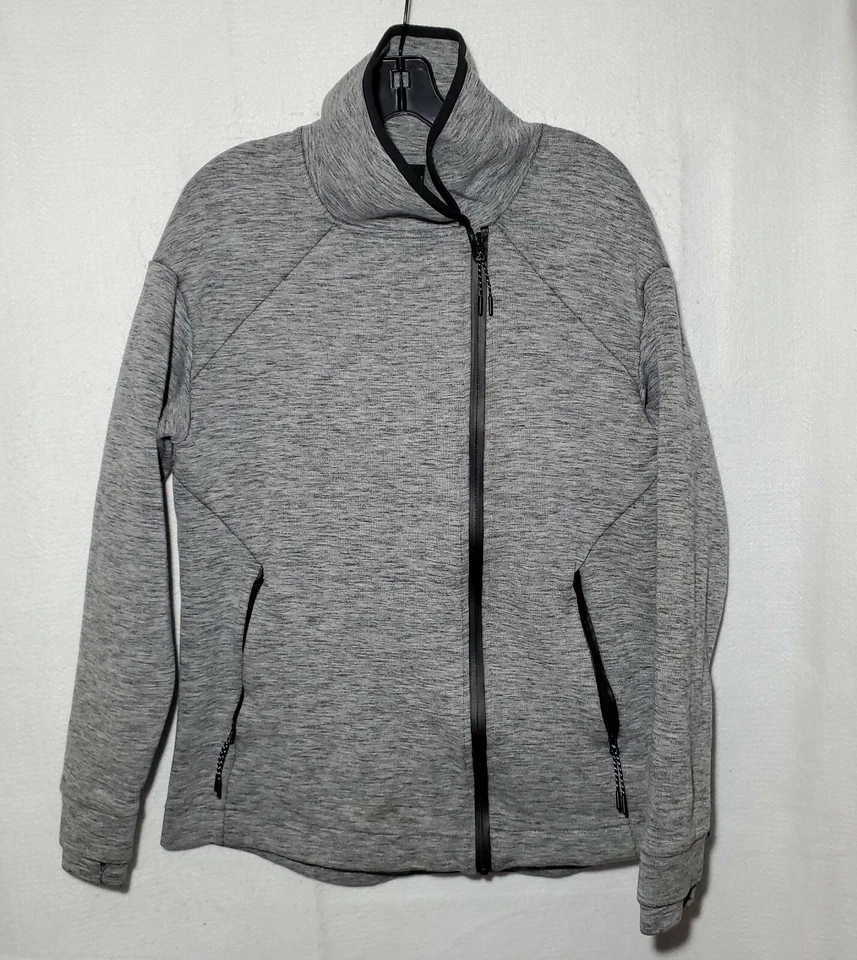 Champion Sweatshirt Women's Large Full Zip Grey Heather Cowl Neck C9 - Image 2 of 4