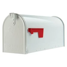 Solar Group Elite White Galvanized Standard Post Mount T1 Rural Mailbox E1100W00
