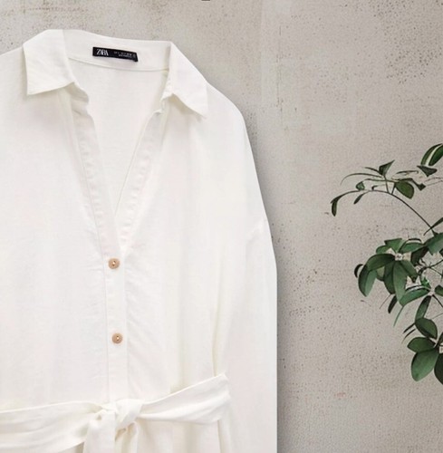 NWTZARA LINEN BLEND SHIRTDRESS WITH LONG SLEEVES - Picture 3 of 5