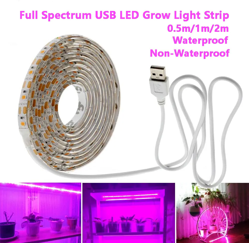 16.4FT 2M USB LED Grow Light Strip Full Spectrum Strip Indoor Plant Growing | eBay