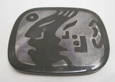 Vintage LOS CASTILLO TAXCO Mexico STERLING SILVER BROOCH 2 Faces CM3225