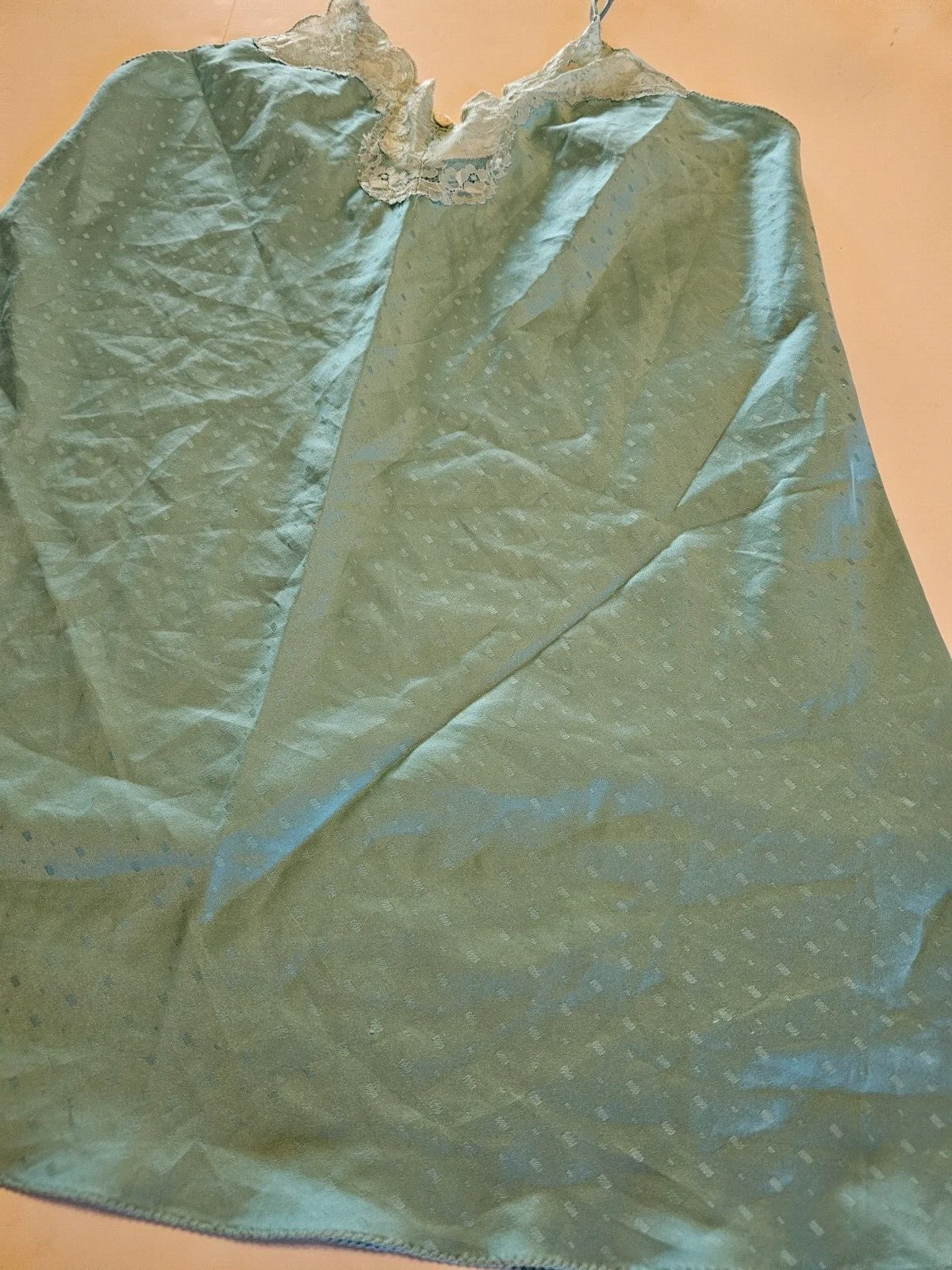UNDERCOVER Camicia da notte vintage Victoria’s Secret in raso color verde acqua slip babydoll abito medio