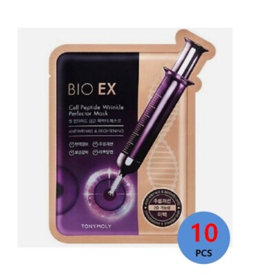 TONYMOLY Bio EX Cell Peptide Wrinkle Perfector Mask 10pcs-Anti-Aging, Moisturing