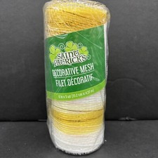 Crafter's Square Decorative Mesh 6 X 5 Yards White and Yellow Stripes Streamers