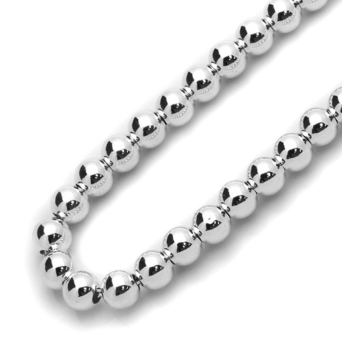 Women 5mm 925 Sterling Silver Italian Hollow Bead Chain Necklace made in italy - Picture 2 of 3