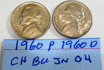 Very Nice 1960 p, d Choice B U Jefferson Nickels  # JN 04