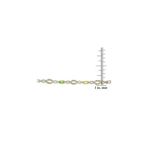 Brazalete infinito de múltiples piedras preciosas y diamantes de oro sobre plata Foto 3 de 3