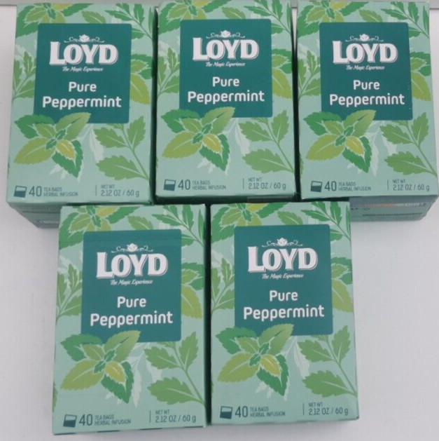 Pure Peppermint Herbal Infusion Tea bags 5 Packs x 40 = 200 Herbal Mint Loyd 60g