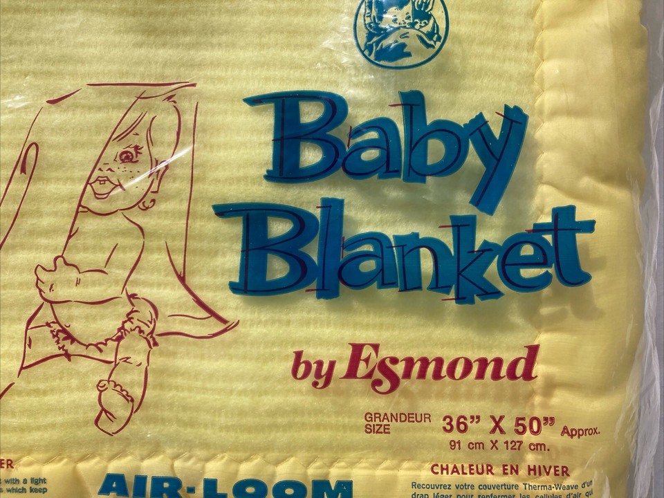 Vintage Esmond Thermal Baby Crib Blanket Yellow W/Satin Trim New! eBay