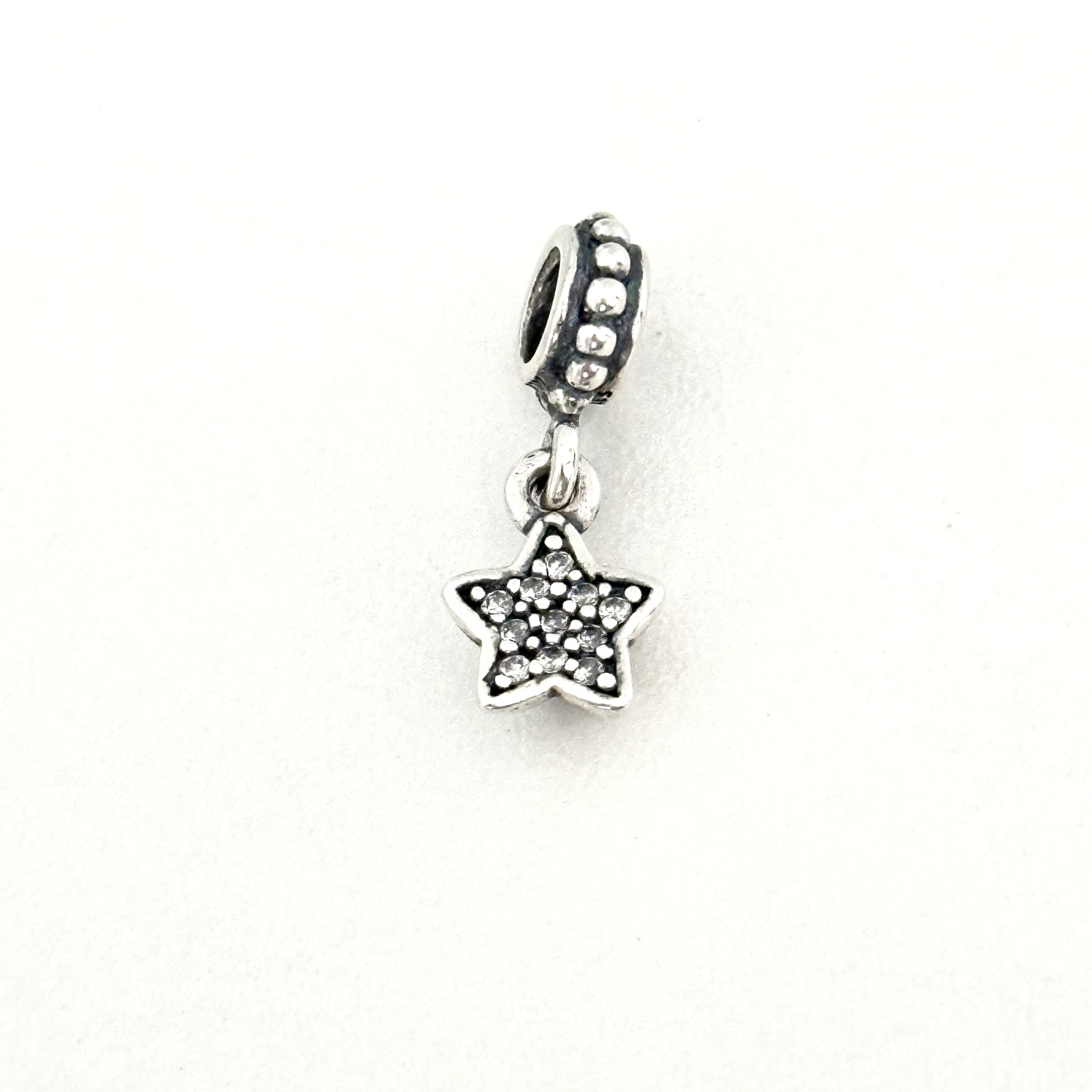 Pandora 925 Sterling Silver Pave Star Clear CZ Retired Dangle Bead Charm