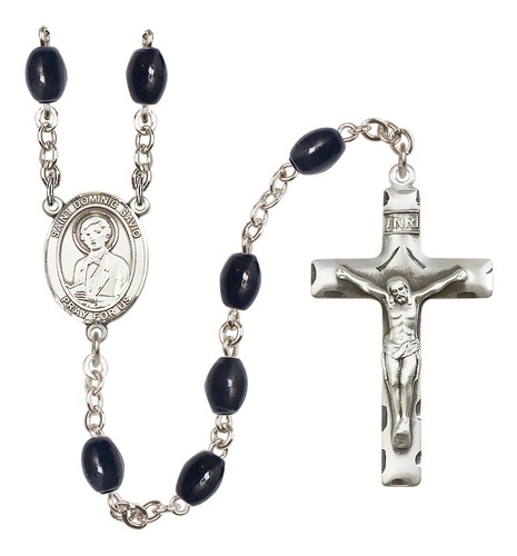 YOU CHOOSE PATRON SAINT Silver Plated 8x6mm Black Beaded Rosary by Bliss NEW Box - Picture 22 of 61