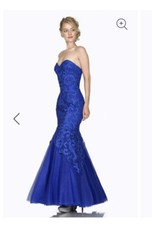 Cinderella Divine Long Formal Mermaid Prom Ball Gown 4 DARK BLUE Sequin KC1701
