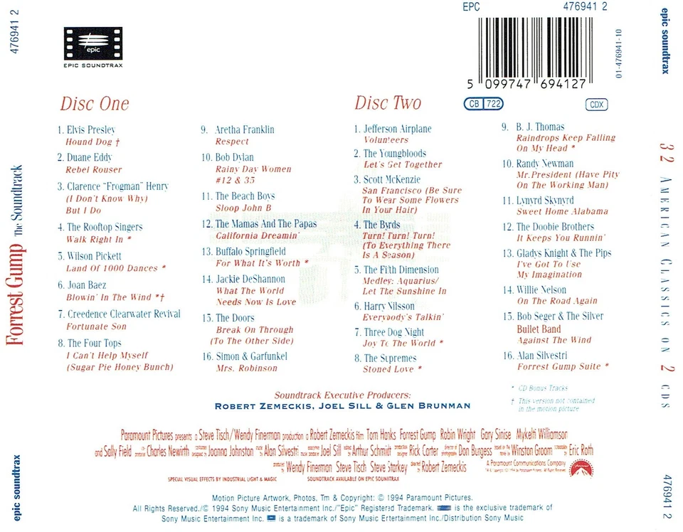 (2CD's) Forrest Gump - The Soundtrack - Bob Dylan, The Doors, Joan Baez, u.a. - Bild 2 von 2