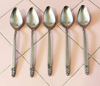 #ad MCM International Stainless 5 Norse Teaspoons Mid Century Modern 1967 $19.95