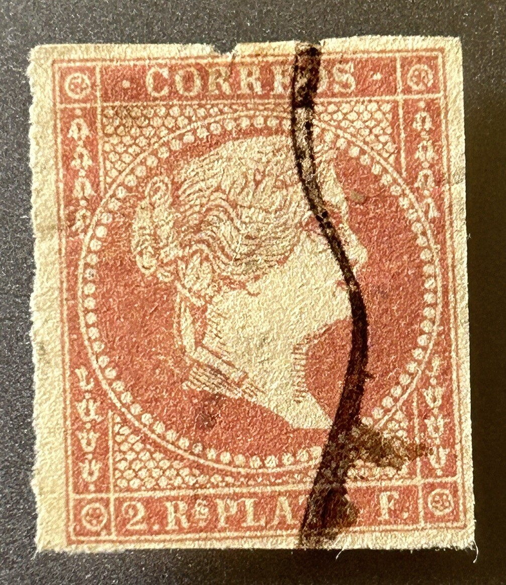 España Indias Occidentales Españolas sc#4 2R Plata pluma usada cancelar. Sello. Antiguo.