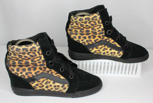 Scarpe Vans SK8 Hi Hi Hi Hi Hidden Wedge Old Skool Donna 10 Uomo 8,5 Nero Leopardato - Foto 5 di 14