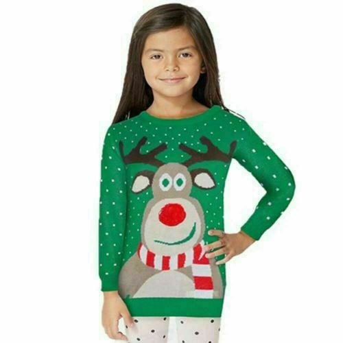 Kids Boys Girls Children XMAS Christmas Jumpers Reindeer Rudolph Knitted - Picture 5 of 15