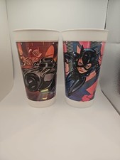 Vintage Mcdonald's 1992 Batman Returns And Catwoman Plastic Cups Set Of 2
