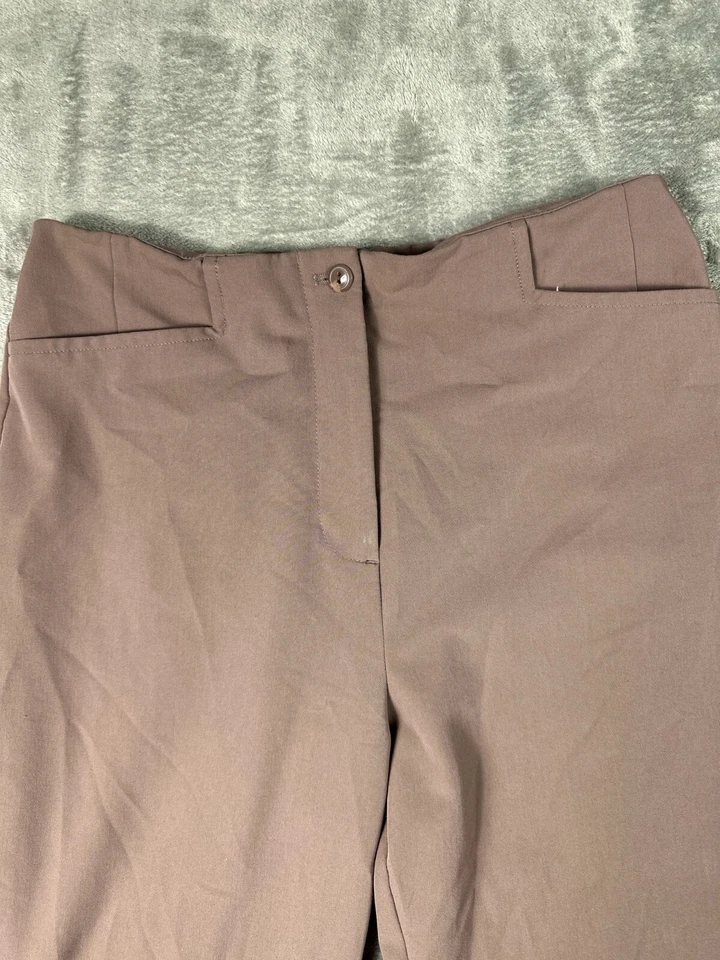 Pantalones para mujer 8 semillas de manzana marrón chino tiro medio pierna ancha cintura elástica Foto 3 de 4