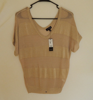 NWT The Limited Women's Shirt Top V Neck Plunge Luxe Striped