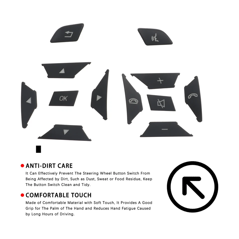 Pegatina decorativa botón volante negra para Mercedes-Benz SL500 2013-2016 Foto 2 de 4