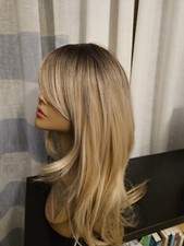 BEAUTIFUL LONG BLONDE STRAIGHT HIGHLIGHTS WIG WITH BANGS