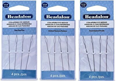 Beadalon Collapsible Eye Needles 2.5 Fine + Medium + Heavy Combo BPCEND-CMB01